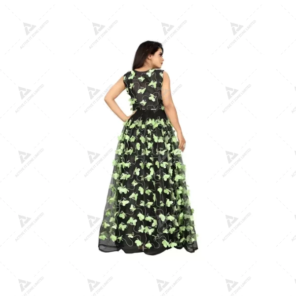 Self Design, Embellished, Embroidered Satin Blend, Net Semi Stitched Flared/A-line Gown